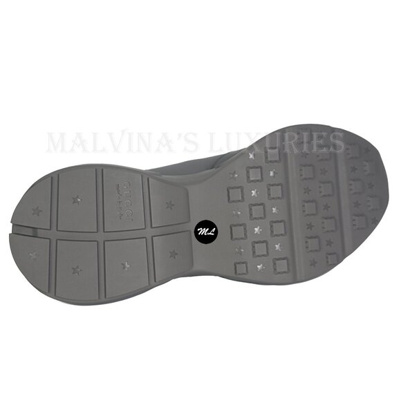 GUCCI SNEAKERS MENS RHYTON SHOES GREY INTERLOCKING LOGO LEATHER - Picture 12 of 15